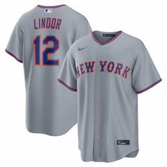 Francisco Lindor New York Mets Nike Road Replica Jersey - Gray - Nike Online
