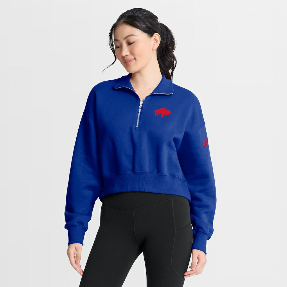 Nike Buffalo Bills Women's Phoenix Fleece Quarter-Zip Sweatshirt Royal