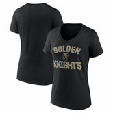 Vegas Golden Knights Logo Athletic Women's Arch Victory V-Neck T-Shirt - Black - NHL 2001552666