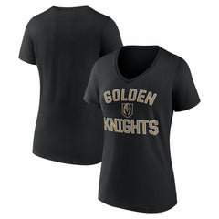 Vegas Golden Knights Logo Athletic Women's Arch Victory V-Neck T-Shirt - Black - NHL 2001552666