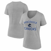 Vancouver Canucks Logo Athletic Women's Arch Victory V-Neck T-Shirt - Heather Gray - NHL 2001552667