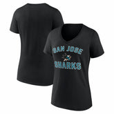 San Jose Sharks Logo Athletic Women's Arch Victory V-Neck T-Shirt - Black - NHL 2001552673