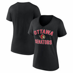 Ottawa Senators Logo Athletic Women's Arch Victory V-Neck T-Shirt - Black - NHL 2001552676