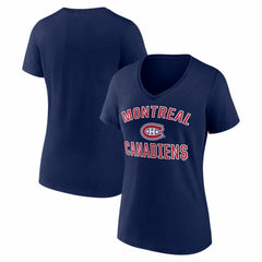 Montreal Canadiens Logo Athletic Women's Arch Victory V-Neck T-Shirt - Navy - NHL 2001552681