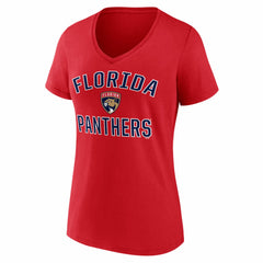 Florida Panthers Logo Athletic Women's Arch Victory V-Neck T-Shirt - Red - NHL 2001552684