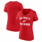 Detroit Red Wings Logo Athletic Women's Arch Victory V-Neck T-Shirt - Red - NHL 2001552686