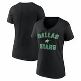 Dallas Stars Logo Athletic Women's Arch Victory V-Neck T-Shirt - Black - NHL 2001552687