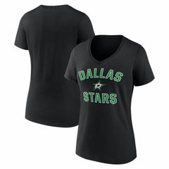Dallas Stars Logo Athletic Women's Arch Victory V-Neck T-Shirt - Black - NHL 2001552687
