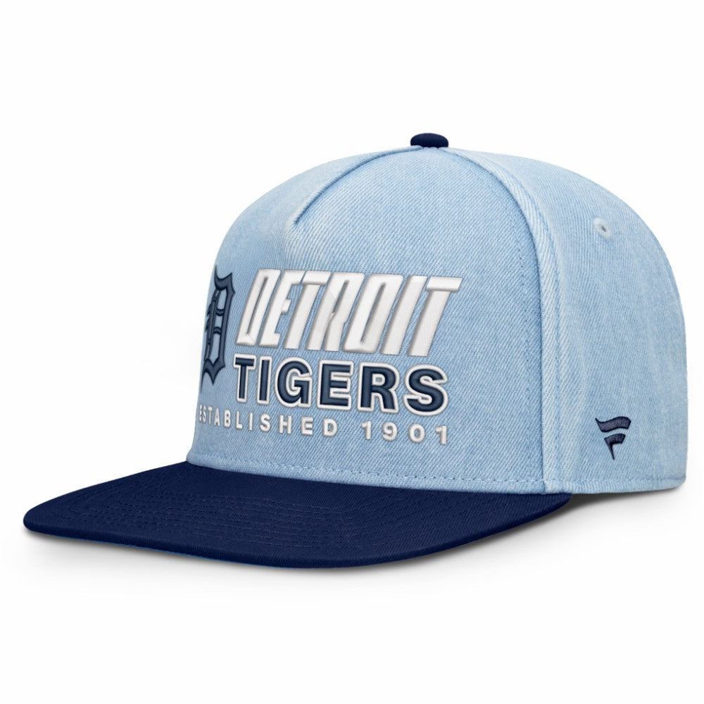 Detroit Tigers Fanatics Twinbill Snapback Hat - Denim - Fanatics on Sale