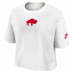 Nike Buffalo Bills Women's Striped Cropped T-Shirt White/Cream