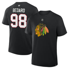 Connor Bedard Chicago Blackhawks Fanatics Authentic Stack Name & Number T-Shirt - Black - NHL 2001569320