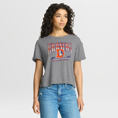 Fanatics Denver Broncos Women's Overplayed Tribute Tri-Blend Boxy T-Shirt Heather Gray