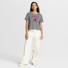 Fanatics Buffalo Bills Women's Overplayed Tribute Tri-Blend Boxy T-Shirt Heather Gray