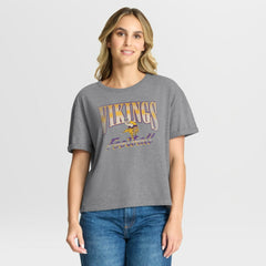 Fanatics Minnesota Vikings Women's Overplayed Tribute Tri-Blend Boxy T-Shirt Heather Gray