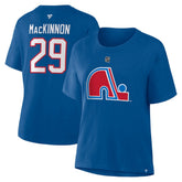 Nathan MacKinnon Colorado Avalanche Fanatics Women's Heritage Authentic Stack Name & Number T-Shirt - Blue - NHL 2001571348