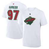 Kirill Kaprizov Minnesota Wild Fanatics Authentic Stack Name & Number T-Shirt - White - NHL 2001571382