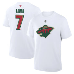 Brock Faber Minnesota Wild Fanatics Authentic Stack Name & Number T-Shirt - White - NHL 2001571384