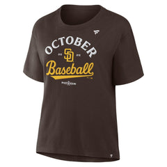 San Diego Padres Women's 2025 MLB Postseason Locker Room T-Shirt - Brown - MLB Online