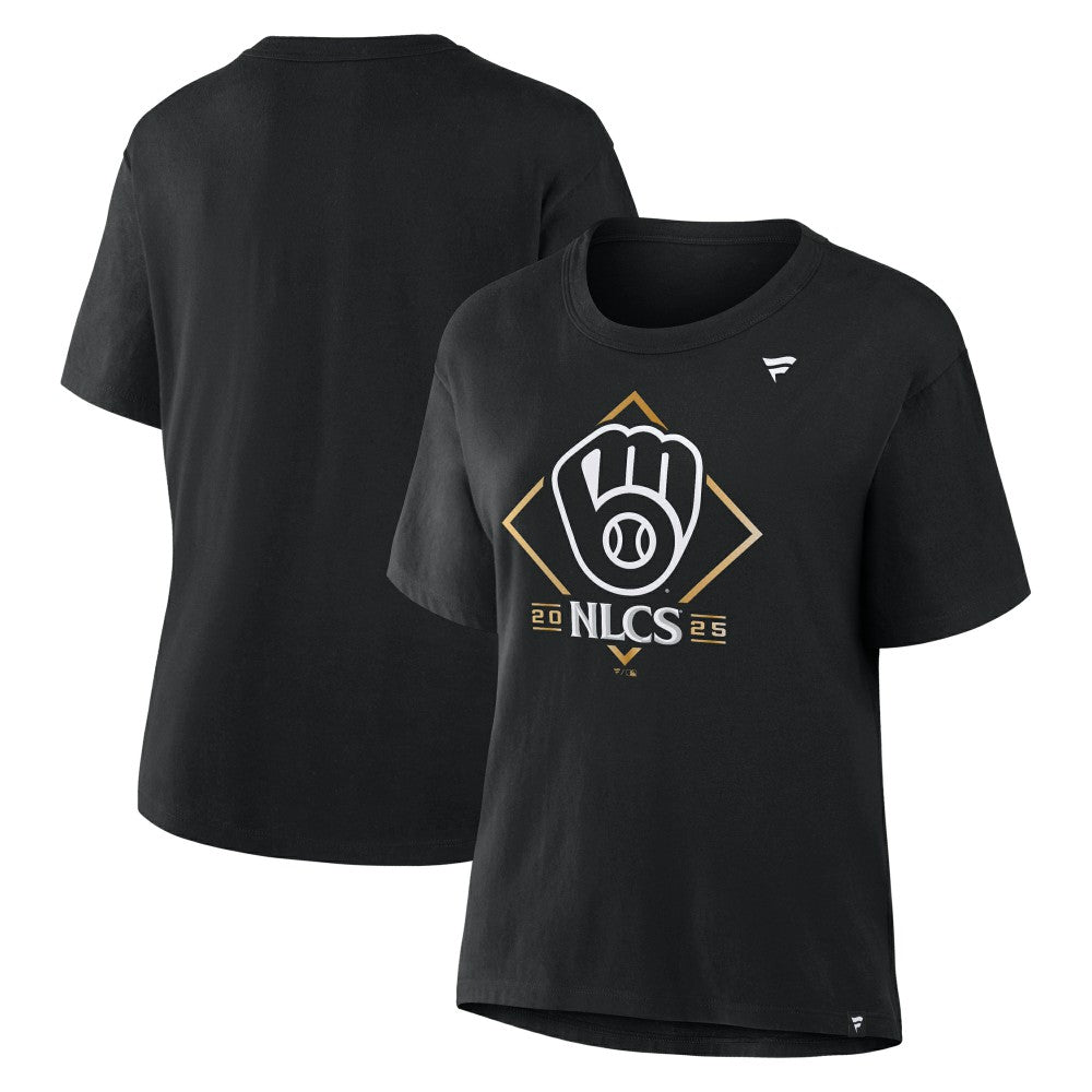 Milwaukee Brewers Fanatics Women's 2025 National League Division Series Champions Locker Room T-Shirt - Black - Fanatics Lifestyle