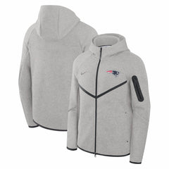 Nike New England Patriots Tech Fleece Raglan Full-Zip Windrunner Hoodie Heather Gray