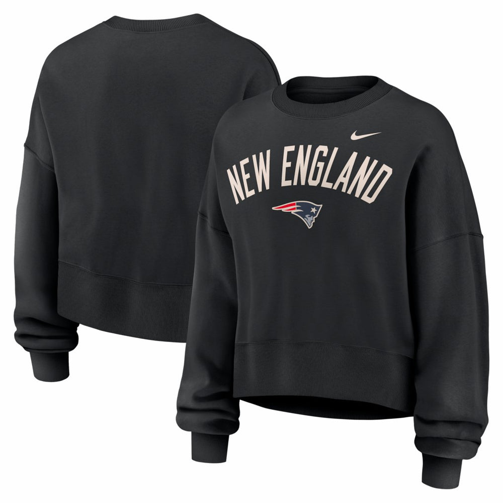 Nike New England Patriots Women's Oversized High Hip Legacy Arch Phoenix Fleece Sweatshirt Black