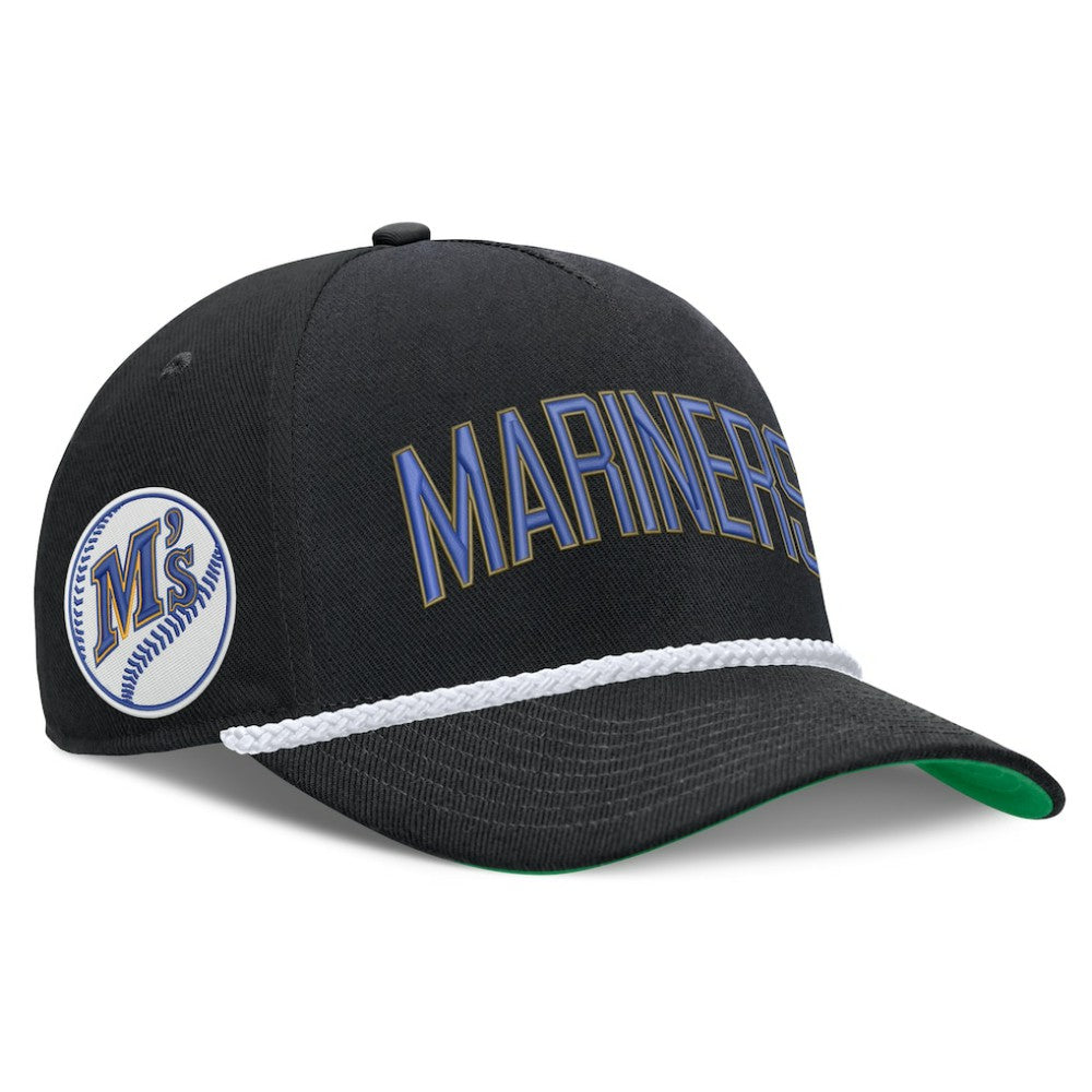 Seattle Mariners Nike Cooperstown Collection Rise Adjustable Hat - Black - Nike on Sale