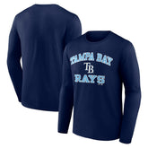 Tampa Bay Rays Logo Athletic Heart & Soul Long Sleeve T-Shirt - Navy - MLB Sale