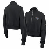 Nike New England Patriots Women's Legacy Phoenix Fleece Cropped Half-Zip Sweatshirt Black