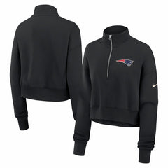 Nike New England Patriots Women's Legacy Phoenix Fleece Cropped Half-Zip Sweatshirt Black