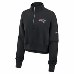 Nike New England Patriots Women's Legacy Phoenix Fleece Cropped Half-Zip Sweatshirt Black