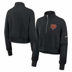 Nike Chicago Bears Women's Legacy Phoenix Fleece Cropped Half-Zip Sweatshirt Black