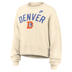 Nike Denver Broncos Women's Oversized High Hip Legacy Arch Phoenix Fleece Sweatshirt Natural