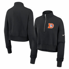 Nike Denver Broncos Women's Legacy Phoenix Fleece Cropped Half-Zip Sweatshirt Black