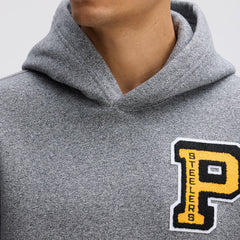 Fanatics Pittsburgh Steelers IconicFleece Letterman Hoodie Athletic Heather Gray