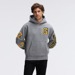 Fanatics Green Bay Packers IconicFleece Letterman Hoodie Athletic Heather Gray