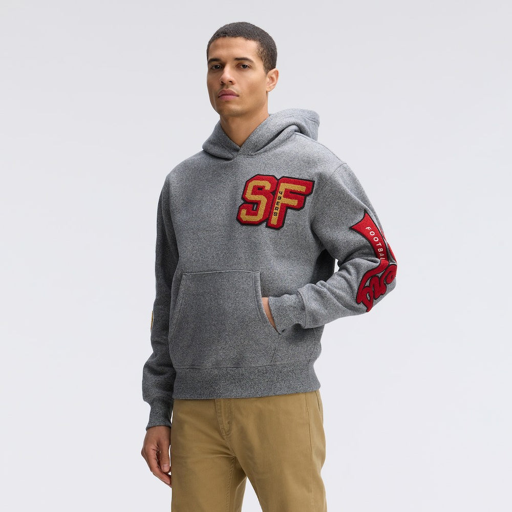 Fanatics San Francisco 49ers IconicFleece Letterman Hoodie Athletic Heather Gray