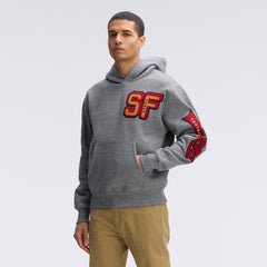 Fanatics San Francisco 49ers IconicFleece Letterman Hoodie Athletic Heather Gray