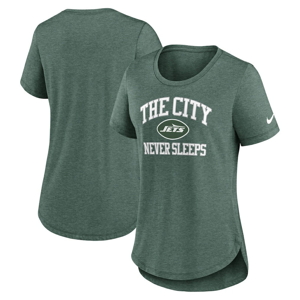 Nike New York Jets Women's The City Never Sleeps Tri-Blend T-Shirt Heather Green