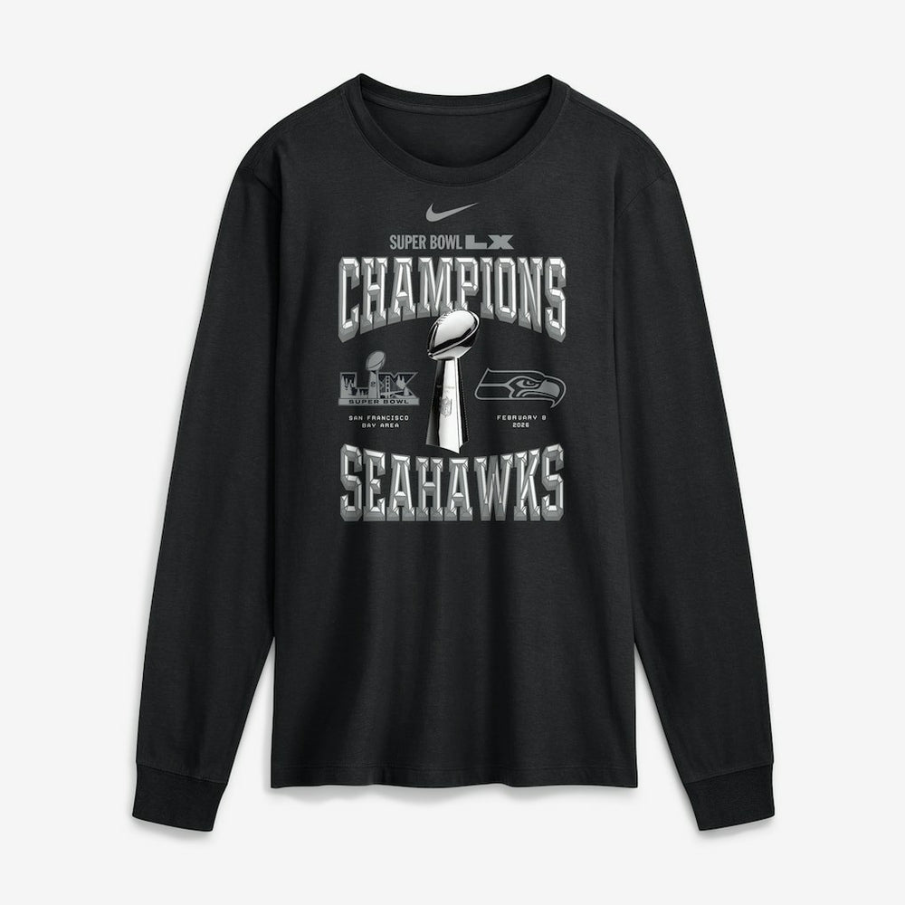 Nike Seattle Seahawks Super Bowl LX Champions Locker Room Trophy Collection Long Sleeve T-Shirt Black