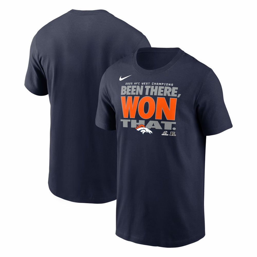 Nike Denver Broncos 2025 AFC West Division Champions Locker Room Trophy Collection T-Shirt Navy