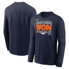 Nike Denver Broncos 2025 AFC West Division Champions Locker Room Trophy Collection Long Sleeve T-Shirt Navy