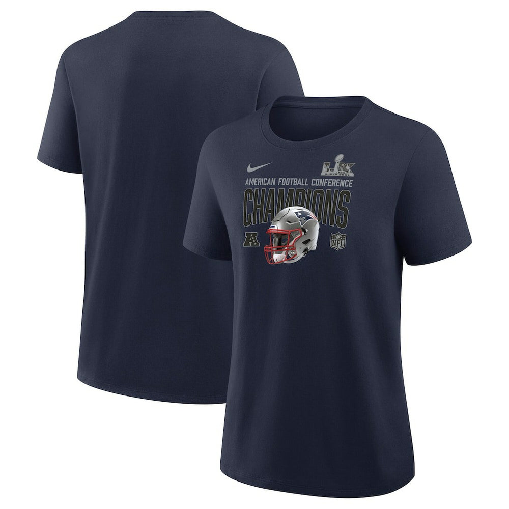 Nike New England Patriots Women's 2025 AFC Champions Helmet T-Shirt Navy