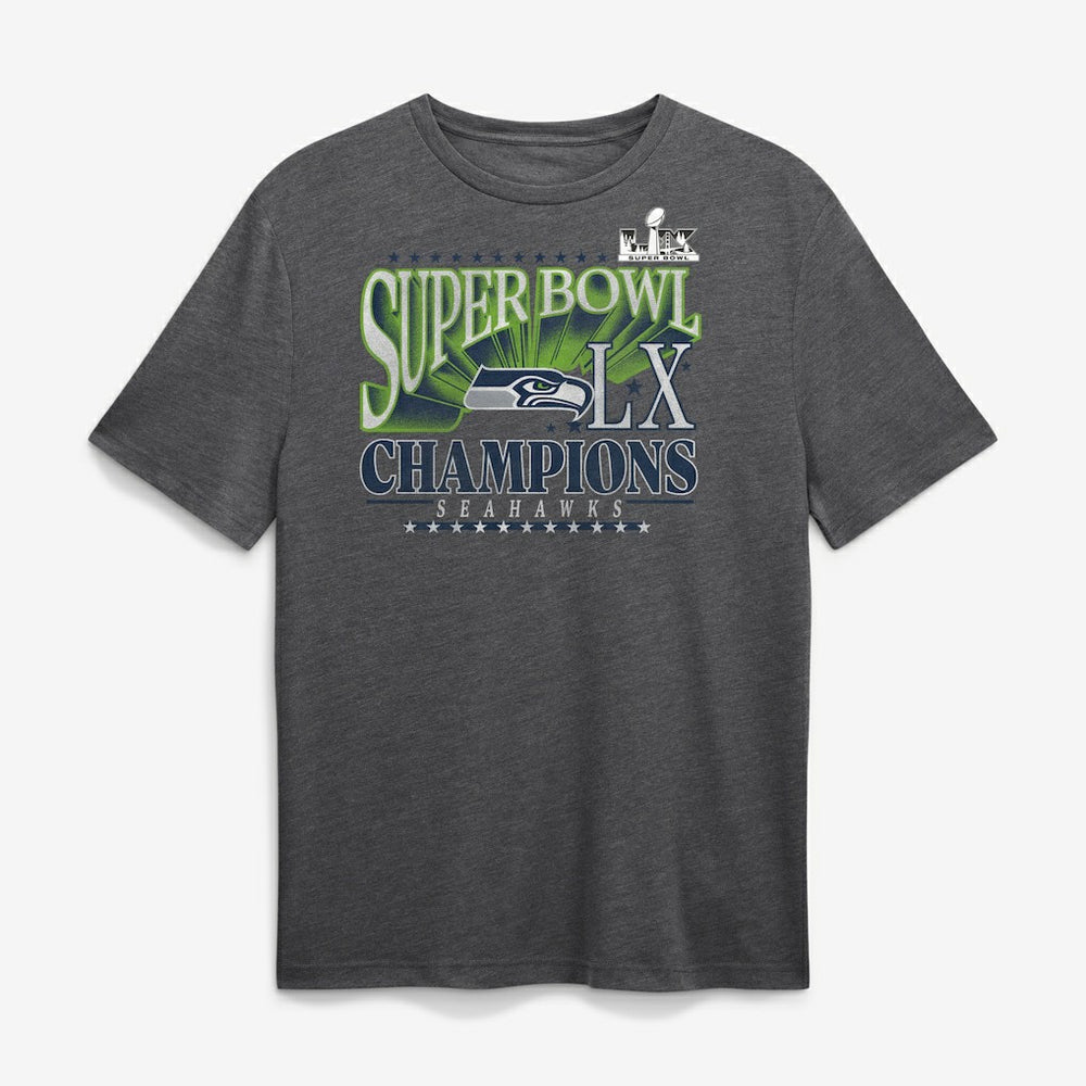 Fanatics Seattle Seahawks Super Bowl LX Champions Top Dogs Tri-Blend T-Shirt Heather Charcoal