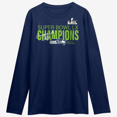 Fanatics Seattle Seahawks Super Bowl LX Champions Autograph Signing Long Sleeve Roster T-Shirt College Navy