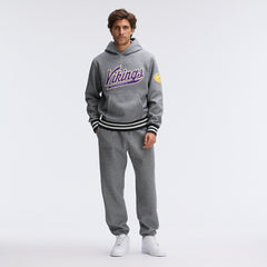 Fanatics Minnesota Vikings IconicFleece Tipped Hoodie Athletic Heather Gray