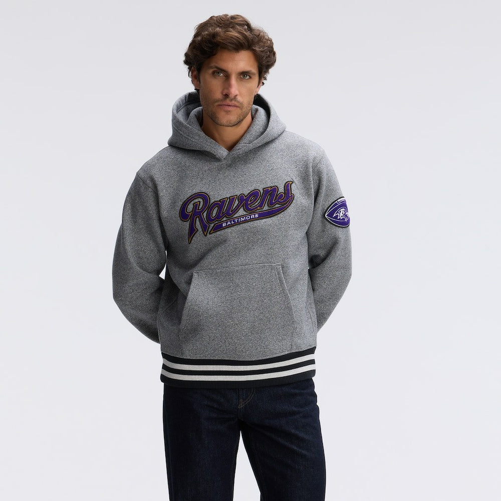 Fanatics Baltimore Ravens IconicFleece Tipped Hoodie Athletic Heather Gray