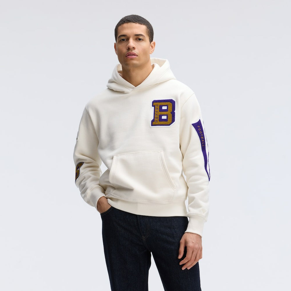 Fanatics Baltimore Ravens IconicFleece Letterman Hoodie Oatmeal
