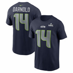 Nike Sam Darnold Seattle Seahawks Super Bowl LX Patch Name & Number T-Shirt College Navy