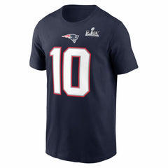 Nike Drake Maye New England Patriots Super Bowl LX Patch Name & Number T-Shirt Navy