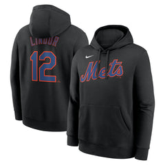 Francisco Lindor New York Mets Nike Player Name & Number Club Pullover Hoodie - Black - Nike Lifestyle